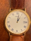 Seiko Watch Men 34mm White Dial Gold Tone Date Round 7N39-0A19 New Battery