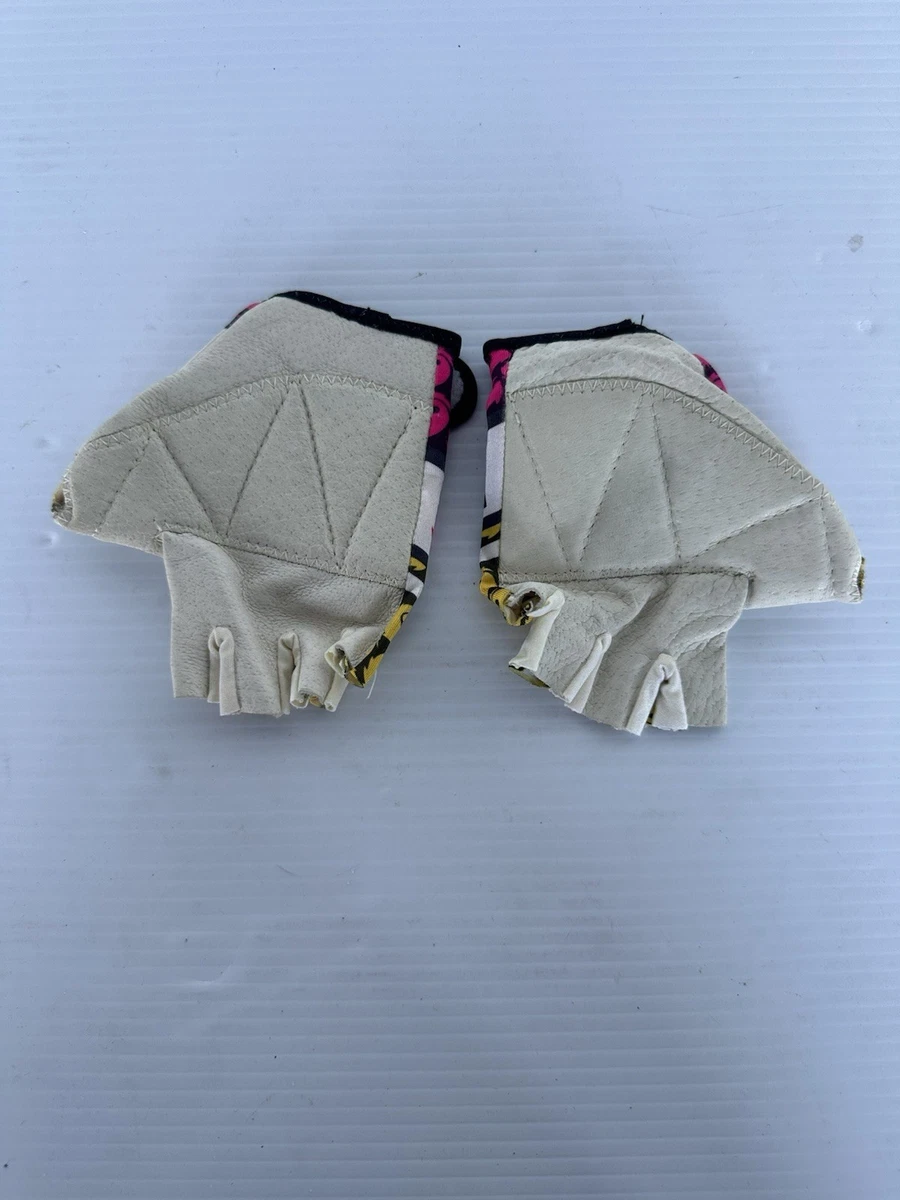 Vintage SIDI Cycling Gloves Size Small Pink Yellow Leather Palm w/ Original Box