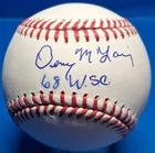 DENNY MCLAIN "68 WSC" AUTOGRAPHED OMLB BASEBALL SCHWARTZ CERTIFIED