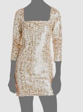 $895 Alice + Olivia Women's Gold Davinia Sequined Mini Dress Size 0