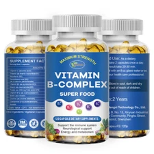 Vitamin B Complex Capsules B1 B2 B3 B5 B6 B7 B9 B12 Folic Acid & Biotin Energy