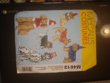 McCall's Pattern costumes m4612 os Uncut pet costumes