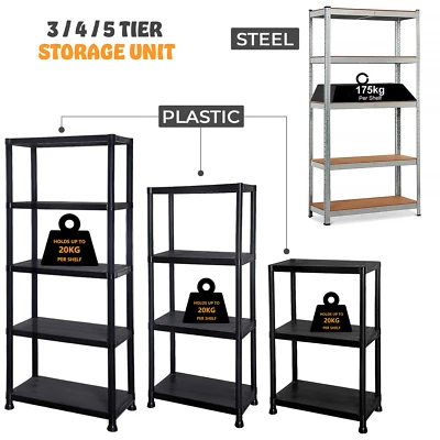 5 Tier Racking Shelf Heavy Duty Garage Shelving Storage Shelves Unit 180x90x40cm