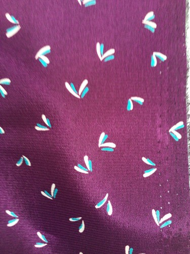 Vintage Silky Fabric Abstract Pattern Purple, Teal, White 3 Yrds x 46" W - Picture 4 of 5