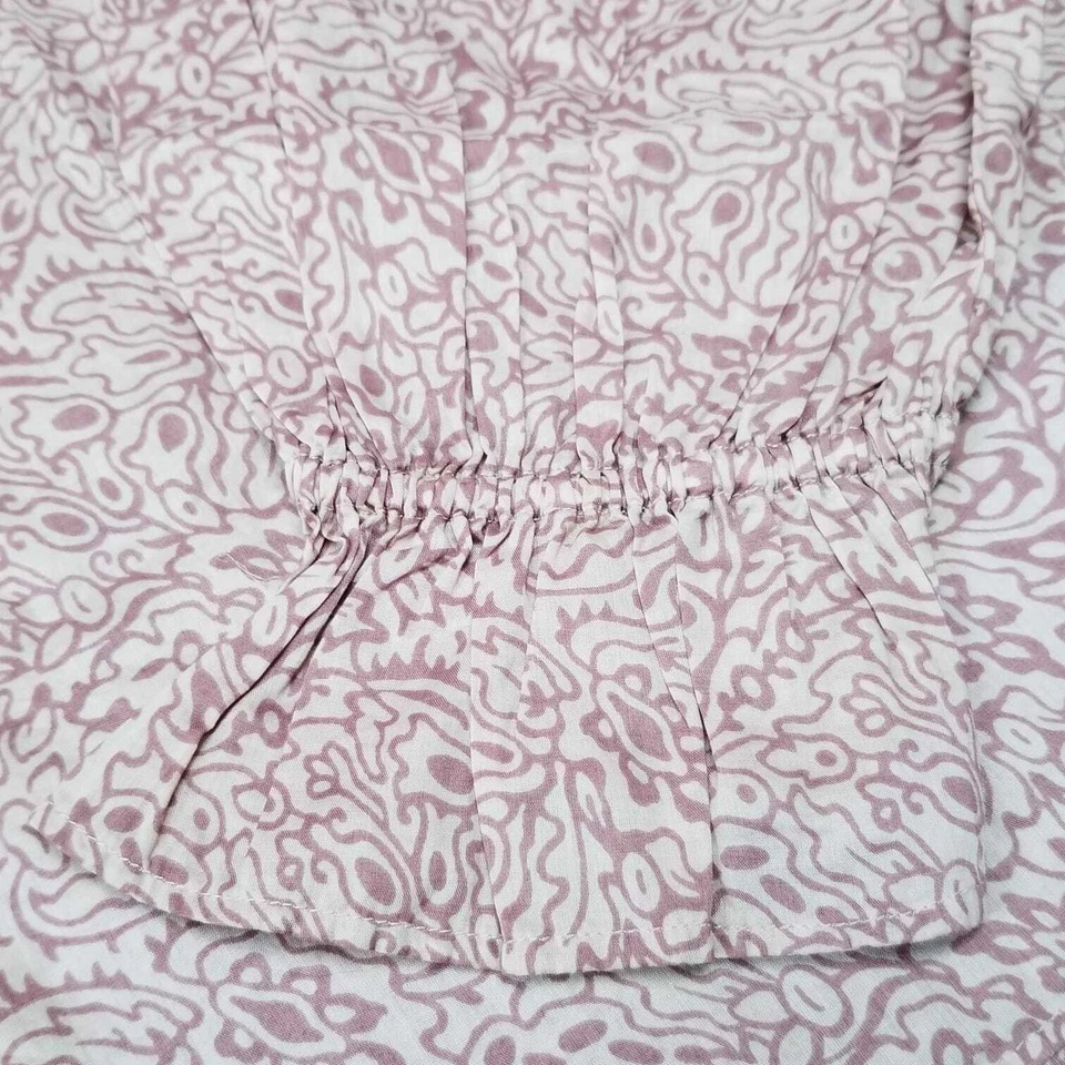 Anna Sui x Uniqlo Peasant Blouse Top XL Pink Mauve Floral Cottagecore Boho New - Image 4 of 4
