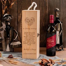Engraved Pine Wood Wine Gift Box