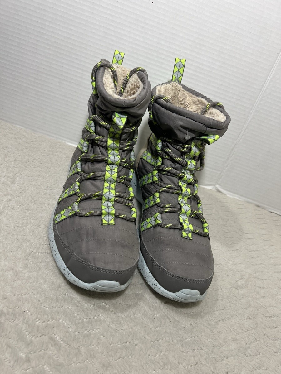 Nike Roshe Women’s Sz Run Hi Sneakerboot Faux fur lined 616724-001 Grey  Volt