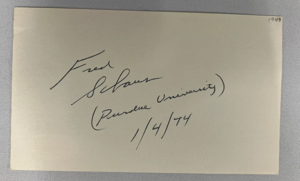 Fred Schaus Signed 3x5 Card JSA AUTO Purdue University/LA Lakers Coach (d.2010) - Image 3 of 4