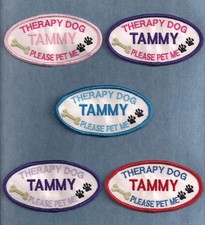 THERAPY DOG PLEASE PET ME PERSONALIZED - 2" x 4" - service dog vest patch