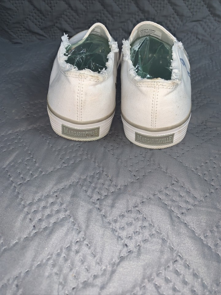 Margaritaville Spinnaker Parrot Slip On White Canvas Boat Shoes Men’s