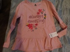 Little Girl's Size 7 Carter's Long Sleeve Pink Top and Colorful Leggings - NEW