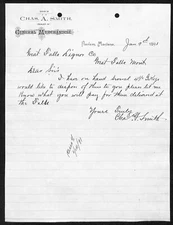 1891 Harlem, MT Chas. A. Smith General Merchandise ALS Letterhead "Several Kegs"