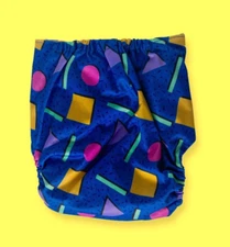 Retro Print Cloth Diapers - Blue Colors Shapes 90's - NEW!