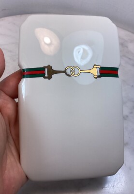 Vintage GUCCI Porcelain Equestrian Incense Holder Trinket Dish