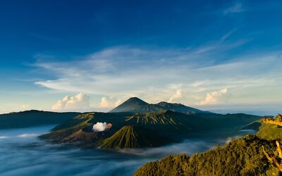 Landscape photography nature sea water volcano indonesia Custom Gaming Mat Desk