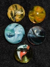 5 RARE Air Error Peltier Slag Marble King Cats Eye Marbles Missing 50 of Inside