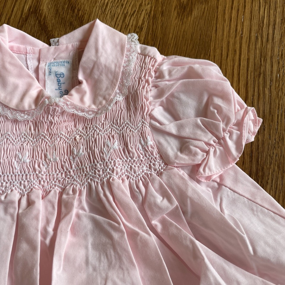 Vintage Baby Togs Pink Smocked Baby Girls Dress Size 36 Months