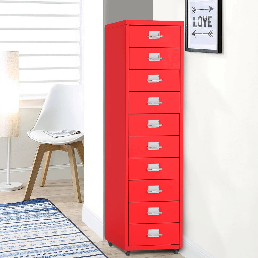 Red metal cheap filing cabinet