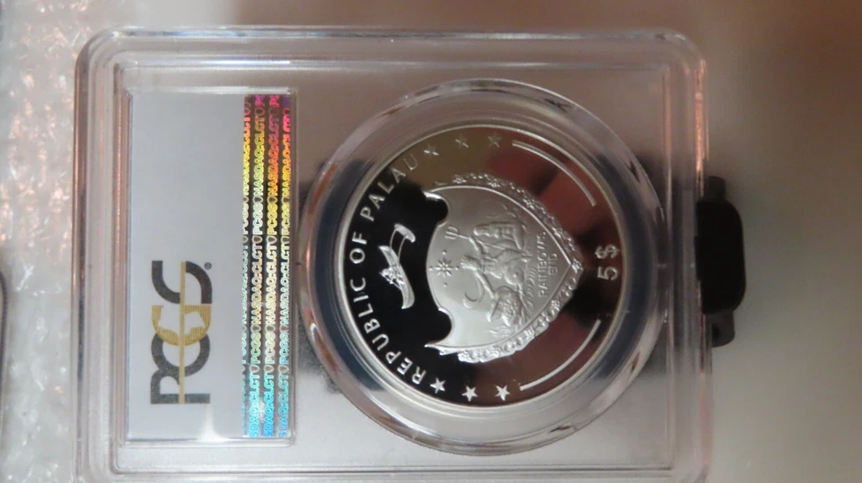 Palau 2013 $5 / Golden Gate Bridge / PCGS PR69 DCAM  / Colorful Silver Beauty! - Image 4 of 4
