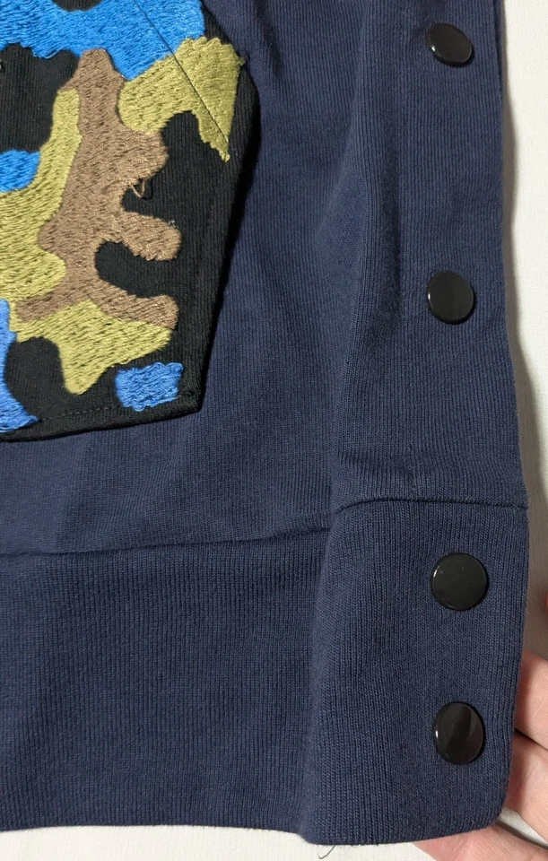 DRIFTER Hombres Mediano Azul Pullover Lado Snap Manga Corta Sudadera Hecha en EE. UU. USADA EN EXCELENTE ESTADO Foto 2 de 4