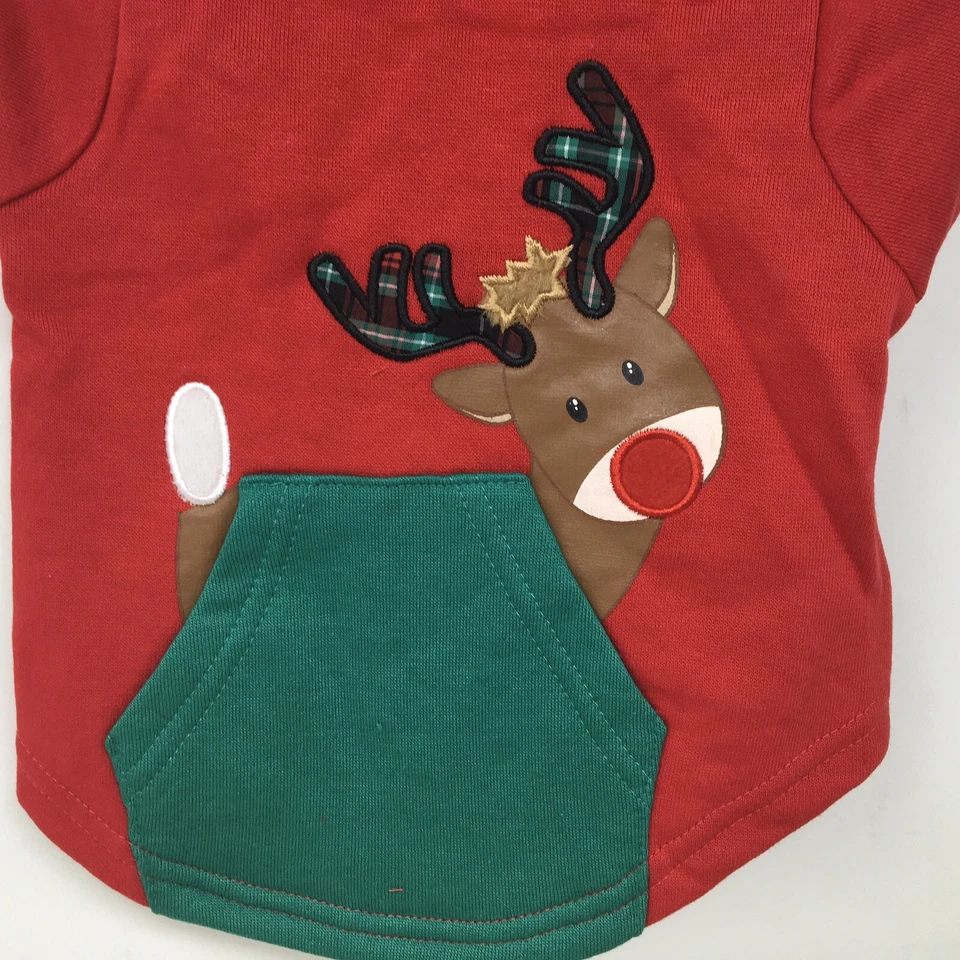 Свитер праздничный с капюшоном Time For Joy Christmas Dog размер M Rudolph Reindeer 13–15 дюймов - Изображение 3 из 4