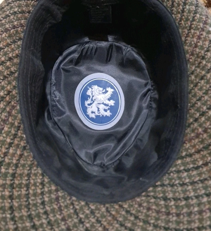 Fedora Hat Green Plaid Mens Wool Blend Size Medium/ Large Clean - Image 3 of 4