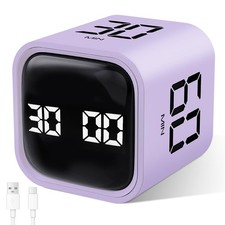 GuDoQi Multi-Function Cube Timer, 5/10/30/60 Min & Custom Count Down, Purple