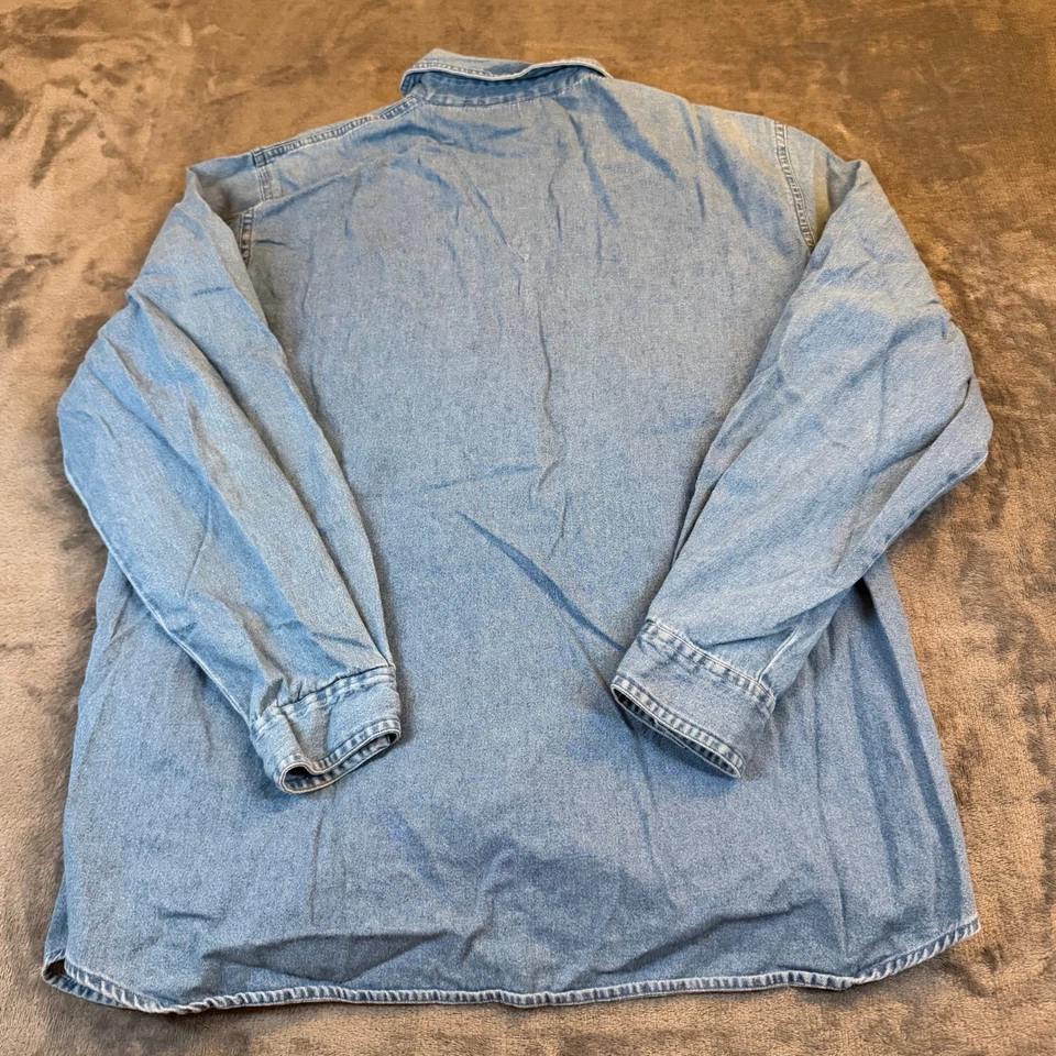 Victoria Jones Embroidered Denim Shirt Scarecrow Pumpkins Farm Fall Womens Large - Image 4 of 4