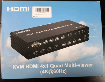 4K HDMI Multiviewer 4X1 with KVM PIP,4HDMI/4PC in 1 Out Seamless Switch (H)