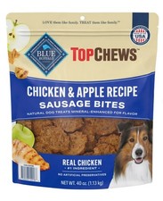 Top Chews Chicken  Apple 100 Natural Dog Treats, Grain  Free Sausage Bites 40oz