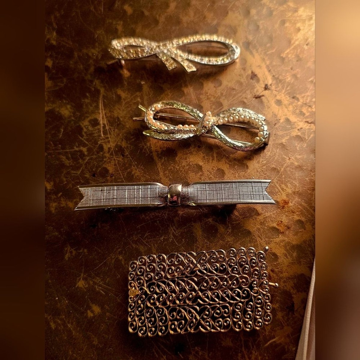 Vintage Sets/single Barrettes W/ Jewel, Resin Mother Mary, & Gold/silver Designs View 3