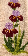 Shillcraft Wool Tulip/ Flower Latch Hook Rug  36"x 24" Rectangle. 1980.