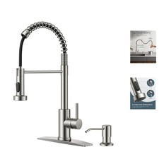 Stainless Steel Kitchen Faucet with Soap Dispenser 360 Swivel Sprayer
