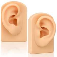 2 Pcs Silicone Ear Model Left and Right Soft Flexible Fake