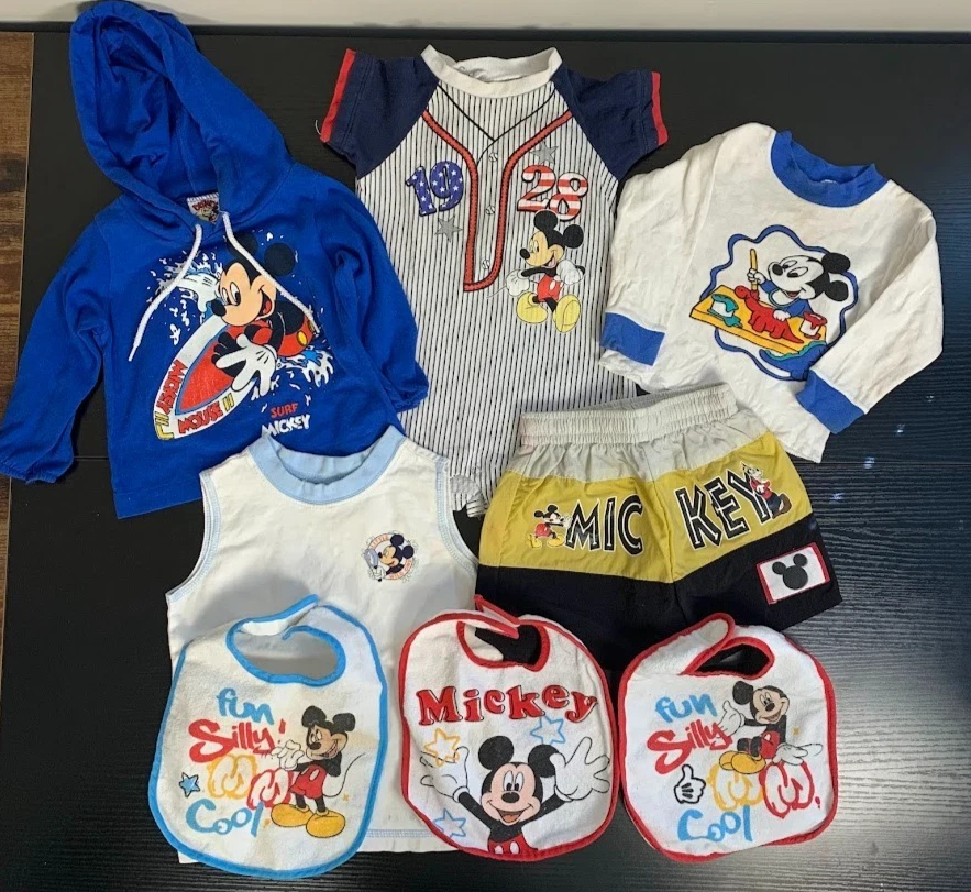 Vintage Disney Mickey Mouse Lot of 8 Clothing Bundle 6 Months-2T