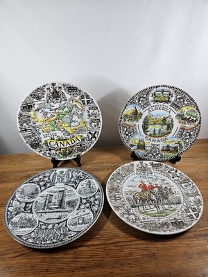 SET 4 VINTAGE KANADA SOUVENIRTELLER - WOOD & SONS ENGLAND - 25 CM - TORONTO RCMP