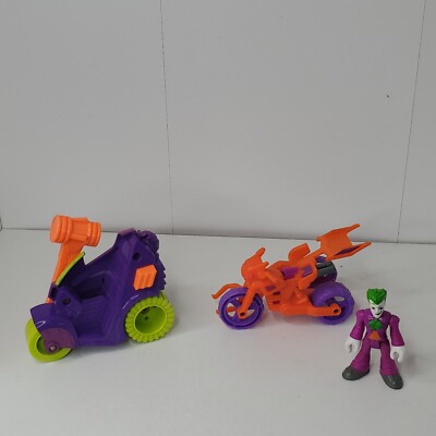 Lot of IMAGINEXT Figure The Joker Hammer Cycle Motorcycle Vehicle DC  Batman