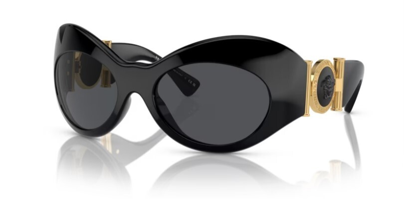 サングラス VERSACE Woman Sunglasses Black 1 0VE4462 GB1/87 Versace 0VE4462 GB1/87 Black/ Dark Grey Wide Cat Eye Women's