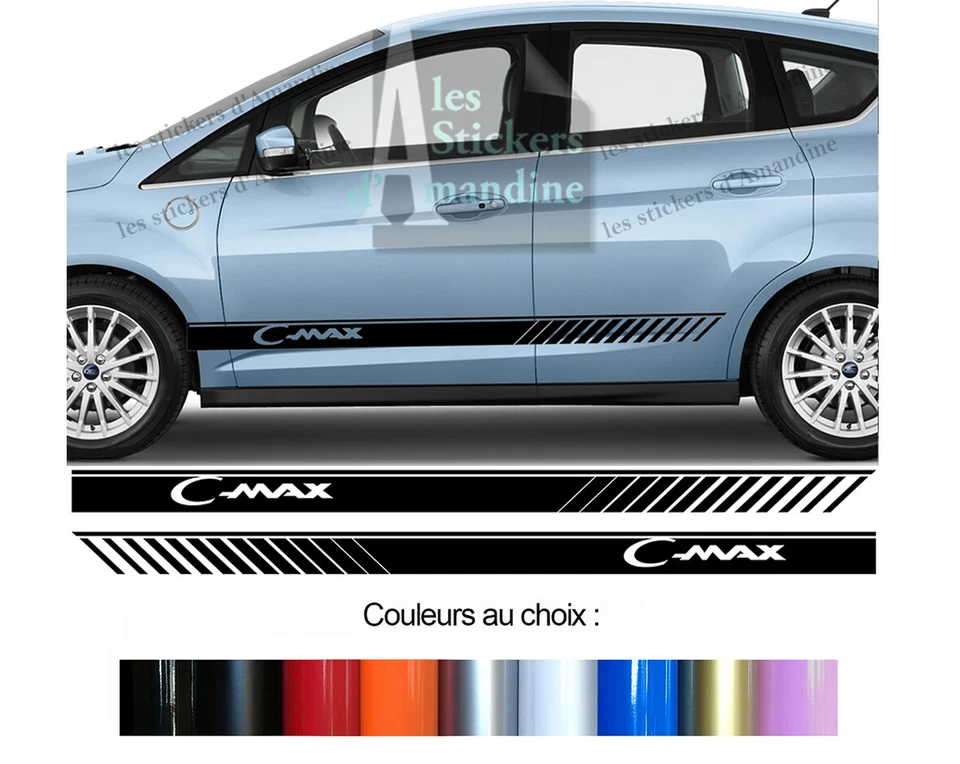 2 X BANDES BAS DE CAISSE POUR FORD C-MAX 210cm DECO SPORT STICKER AUTO BD421-2