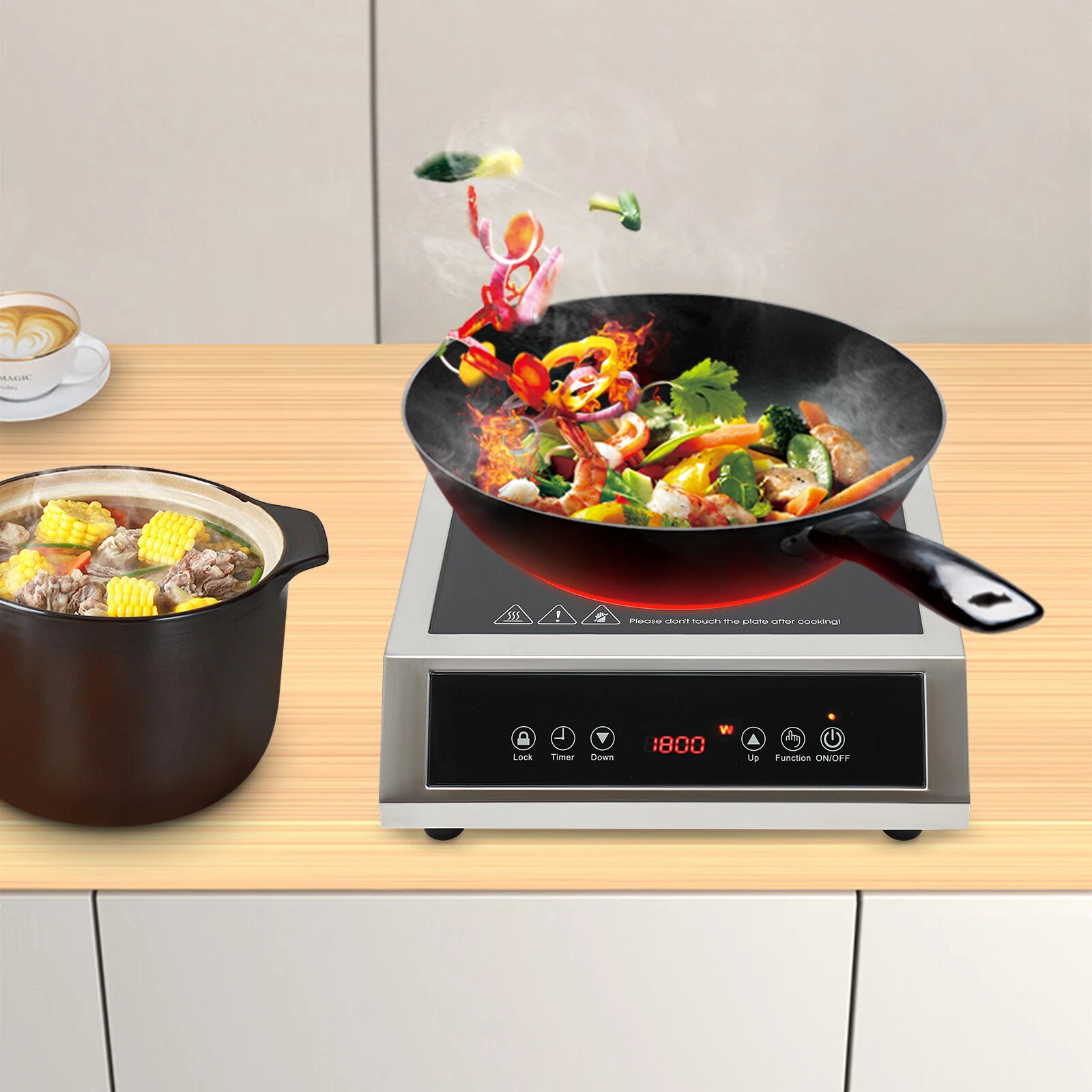 Commercial Electric Induction Cooktop One Burner Electric Hot Plate Touch 1800W
Opens in a new windo