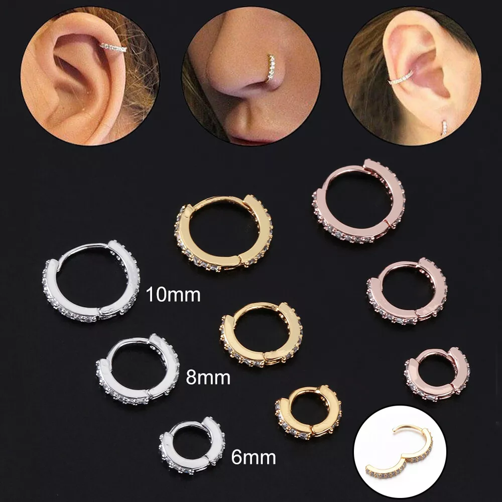 Septum Clicker Nose Earring Creole Captive Piercing Helix Tragus Opal 6 8 10mm