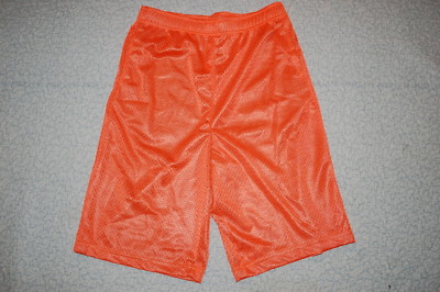 Boys Athletic Shorts BRIGHT ORANGE MESH NET Gray Lining POCKETS