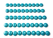 50 Vintage 7.5-7.7 Blue FAUX Acrylic Turquois Round Flat Back Button Cabochon