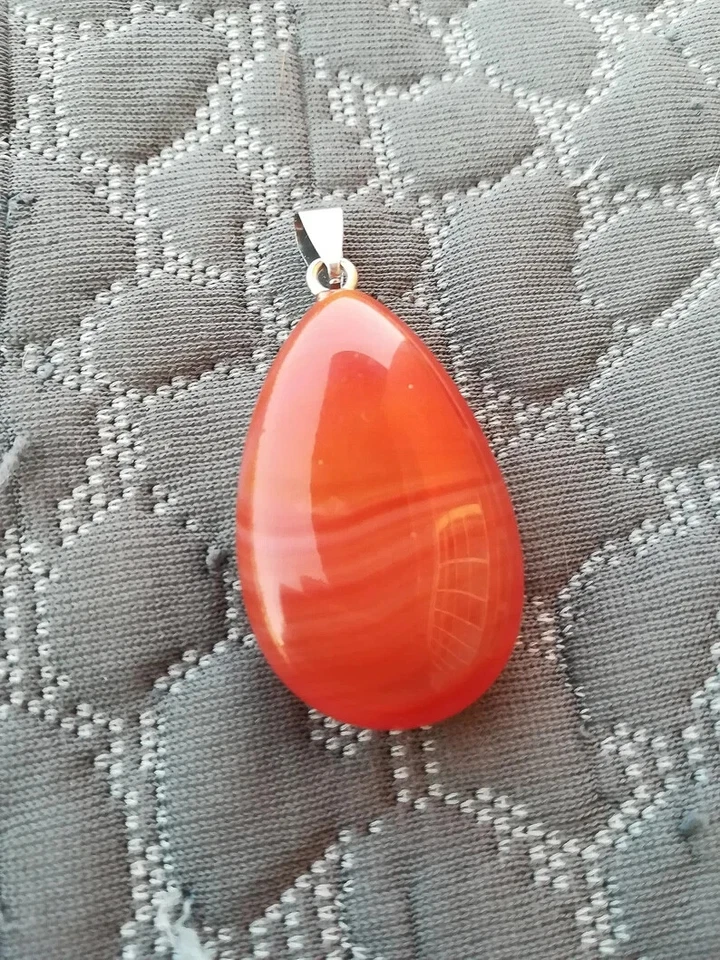 CIONDOLO AGATA STRIATA GOCCIA E ARGENTO 925 CIONDOLI DAINTY BAIL PIETRA NATURALE - Immagine 4 di 4