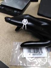 QVC Diamonique Halo Engagement RingRound Cut Sterling Silver SZ 5.5