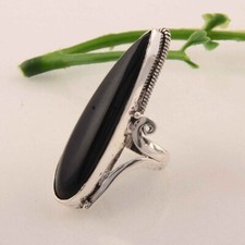 Black Onyx Gemstone 925 Sterling Silver Handmade Ring All Size