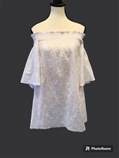 Show Me Your Mumu Lace Mini Off Shoulder Short Sleeve Smocked Floral Dress XS