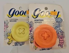 Set Of 2 Vintage GOODY 80s Pony Tail Hair Holder Ties Clips Buttons Elastic NEW