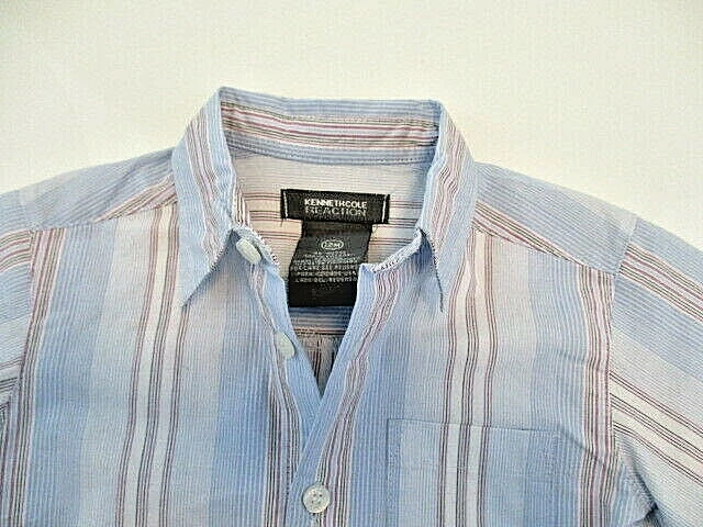 Camisa KENNETH COLE REACTION Niño 12 meses Azul Rayas Manga Corta Abotonada Nueva con Etiquetas Foto 2 de 4