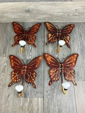 Butterfly Wall Mounted Coat Hooks Home Decor Thin Metal 8” Tall X 7.25” Wide